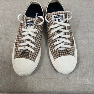 Converse Brown and White Checkered Sneakers